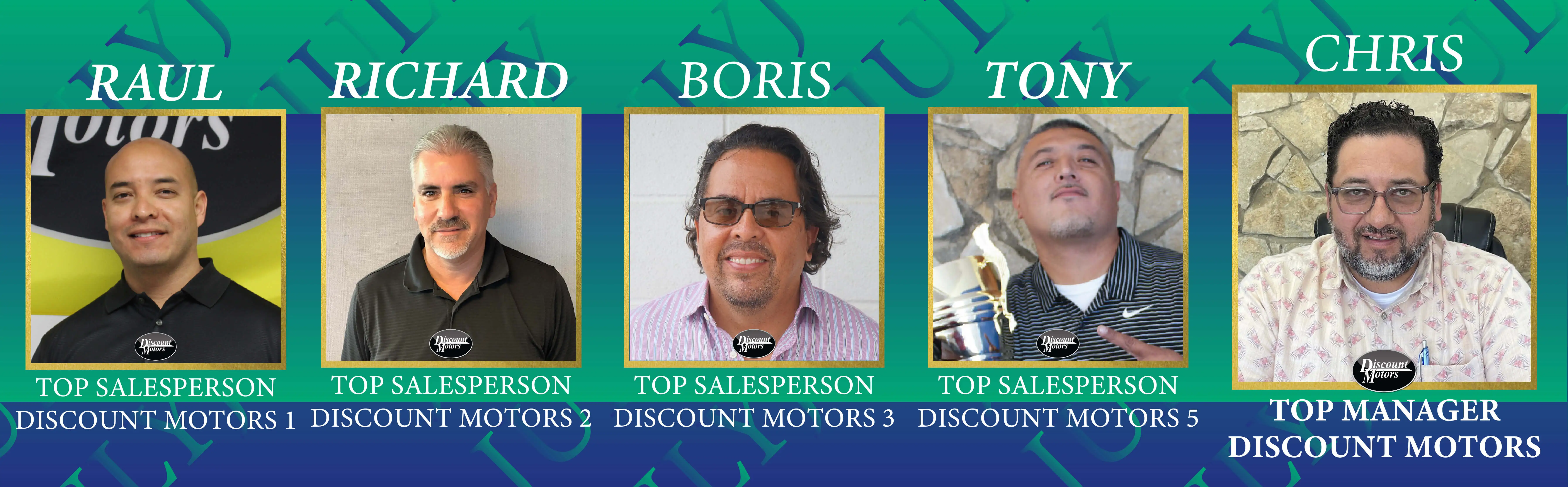 Image of 5 top sales staff, including their names